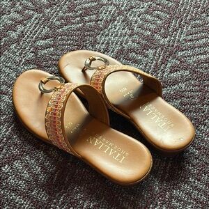 Italian Shoemakers Women's Brown with Ric Rac style sandals